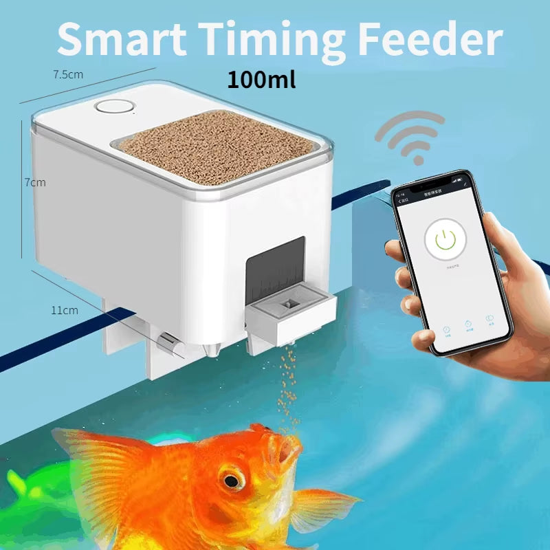 Automatic Aquarium Fish Tank Feeder Timing/Wifi Wireless Smart Phone App Intelligent Speaker Voice Remote Control Fish Feeding