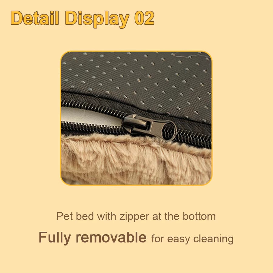 Short Plush Removable Washable Pet Bed, High Elasticity Non-Collapse Dog Bed, Suitable for Small and Medium Dogs and Cats