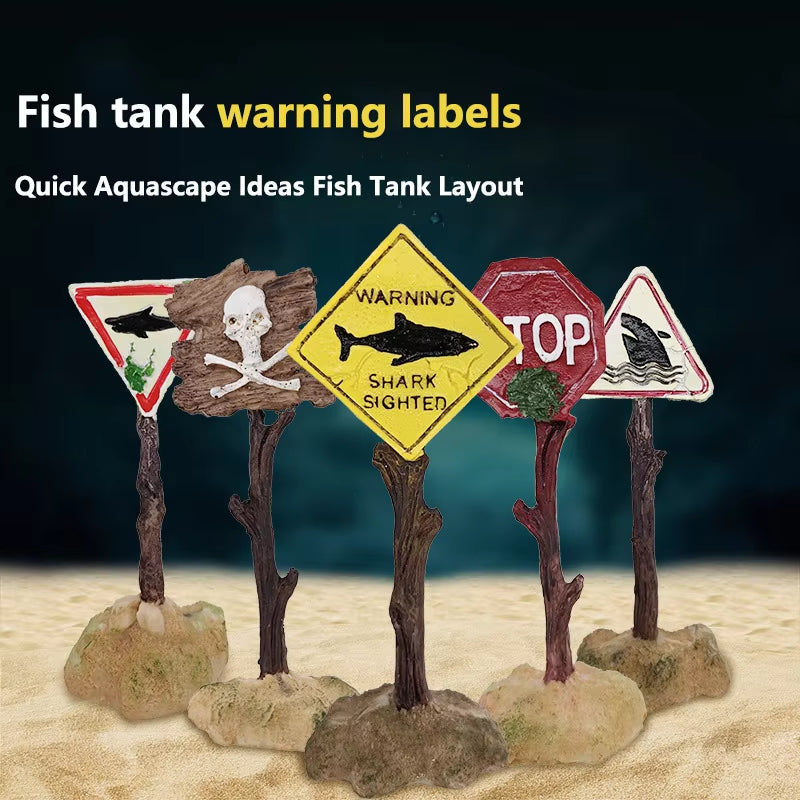 Creative Resin Warning Signs Fish Tank Decoration Aquarium Signs Craftsaquarium Aquascape Decoration