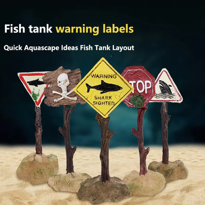 Creative Resin Warning Signs Fish Tank Decoration Aquarium Signs Craftsaquarium Aquascape Decoration