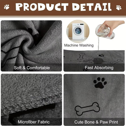 Pet Towel 60X100Cm Drying Dog Cat Bath Towel Microfiber Quick-Drying Dog Claw Absorbent Blue Grey Bath Towel Pet Bath Products