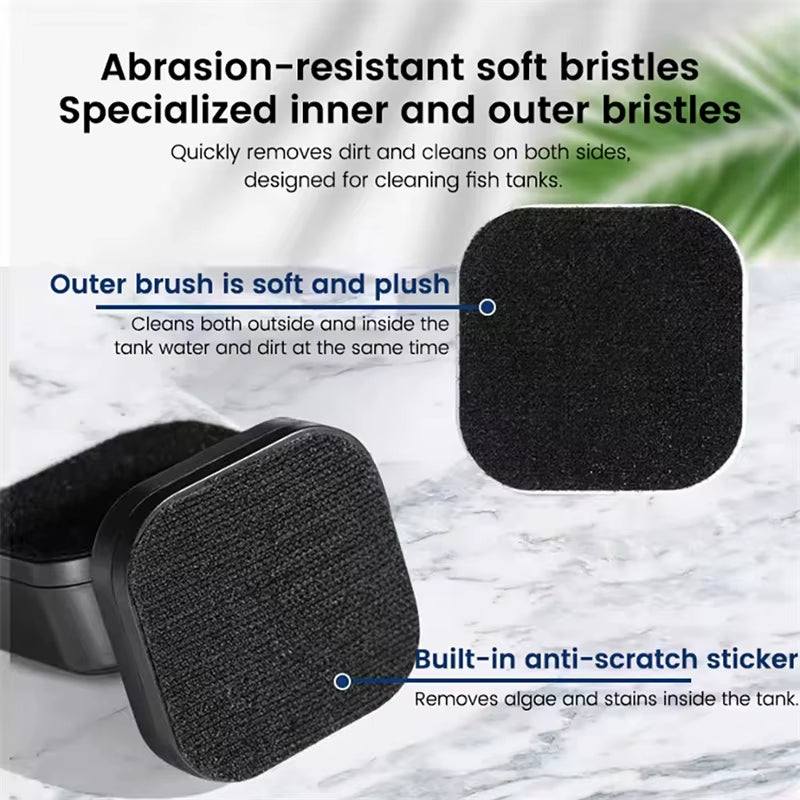 Mini Square Magnetic Brush, Strong Magnetic Cleaning, Fish Tank Cleaning, Algae Removal,Small Aquarium Fish Tank
