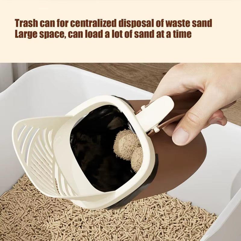 Cat Scooper with Holder Large Capacity Cat Scoop Holder Portable Waste Can and Bracket Included Kitten Litter Shovel for Home