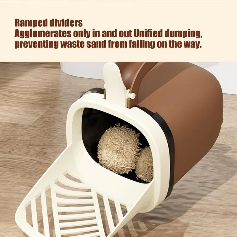 Cat Scooper with Holder Large Capacity Cat Scoop Holder Portable Waste Can and Bracket Included Kitten Litter Shovel for Home