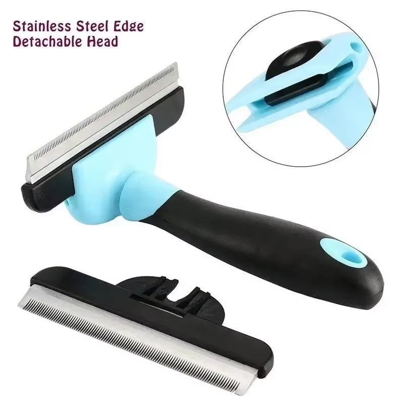 New Pet Grooming Brush-Double Sided Shedding and Dematting Undercoat Rake Comb for Dogs and Cats Grooming Care Deshedding Tool