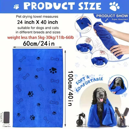 Pet Towel 60X100Cm Drying Dog Cat Bath Towel Microfiber Quick-Drying Dog Claw Absorbent Blue Grey Bath Towel Pet Bath Products
