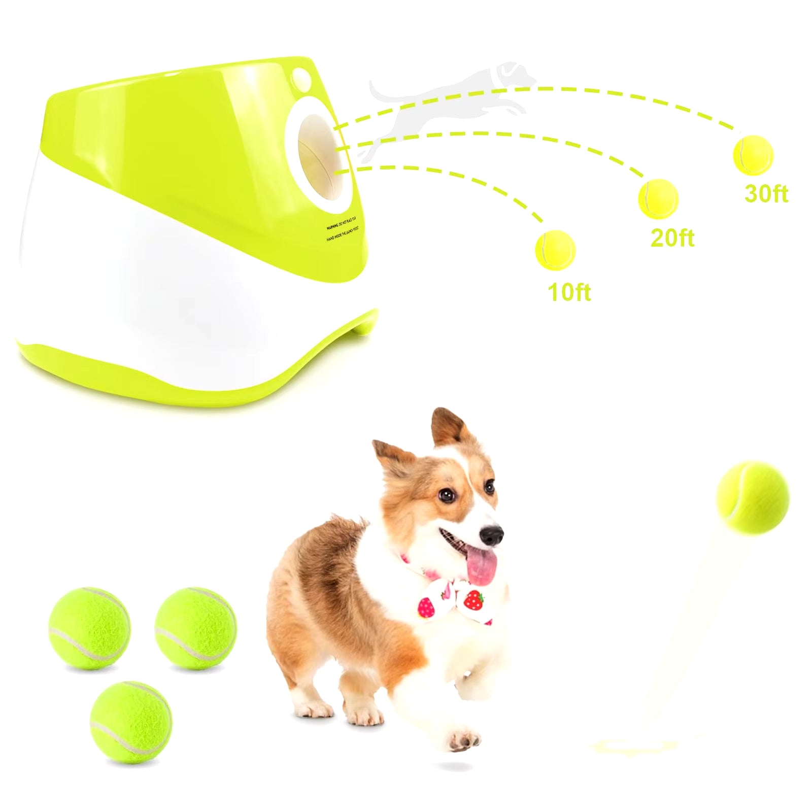 Dog Ball Thrower Launcher Ball Launcher for Dogs with 3Tennis Ball Interacive Dog Toys Fun Indoor Outdoor Adjustable Distance