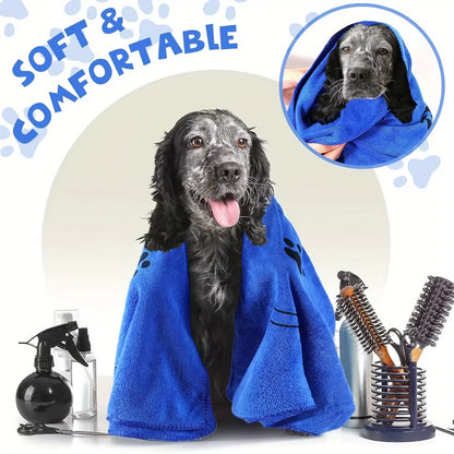 Pet Towel 60X100Cm Drying Dog Cat Bath Towel Microfiber Quick-Drying Dog Claw Absorbent Blue Grey Bath Towel Pet Bath Products