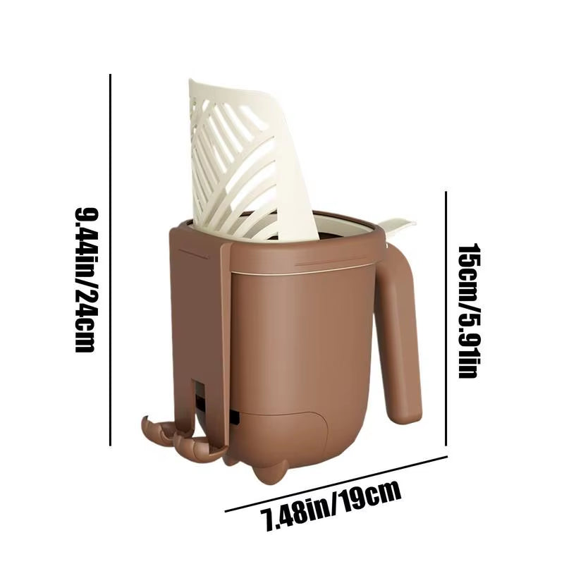 Cat Scooper with Holder Large Capacity Cat Scoop Holder Portable Waste Can and Bracket Included Kitten Litter Shovel for Home