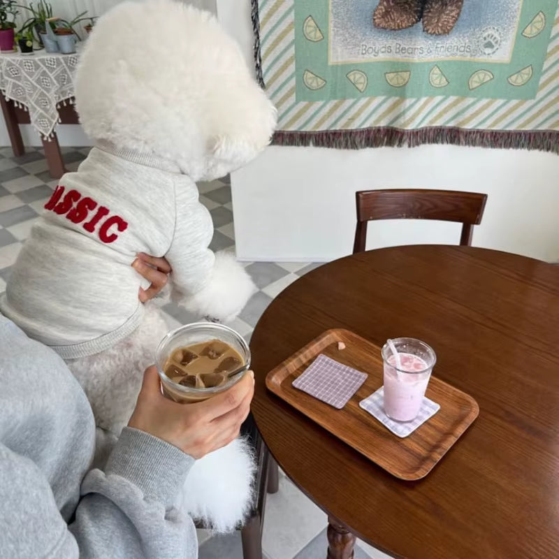 Fashion Winter Dog Clothes Pet Warm Puppy Coat Dog Hoodies Letter Pullover Pet Clothing French Bulldog Puppy Sweater Shirt