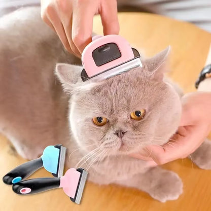 New Pet Grooming Brush-Double Sided Shedding and Dematting Undercoat Rake Comb for Dogs and Cats Grooming Care Deshedding Tool