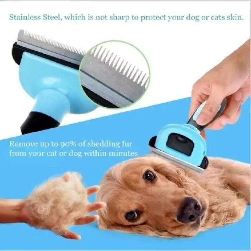 New Pet Grooming Brush-Double Sided Shedding and Dematting Undercoat Rake Comb for Dogs and Cats Grooming Care Deshedding Tool