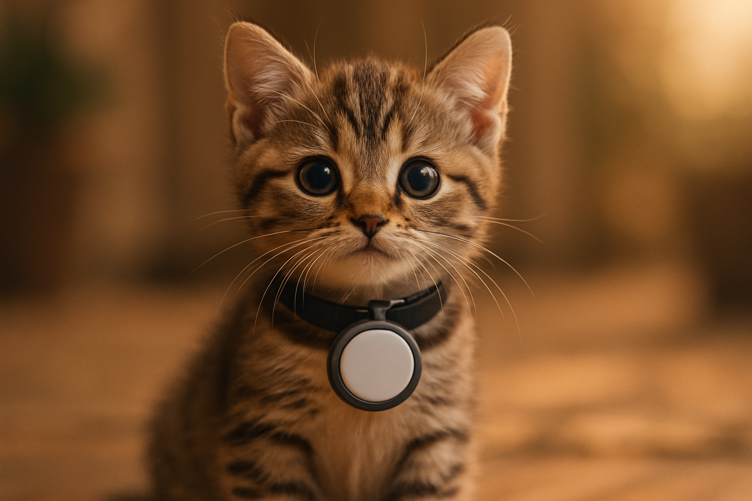 rundes tracking haltband mit einer kleinen süßen katze